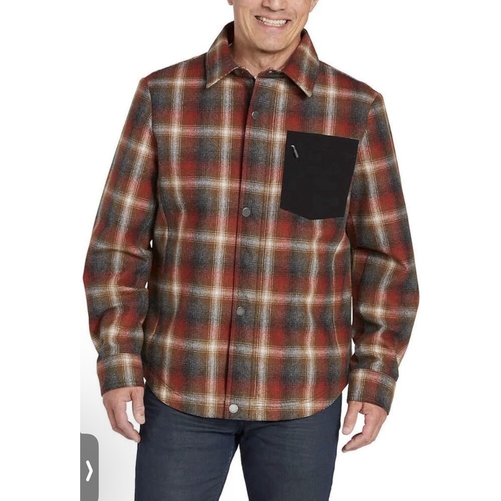 PENDLETON Men's Polyfill Insulation Wool Blend Plaid Shirt Jacket Shacket Size M